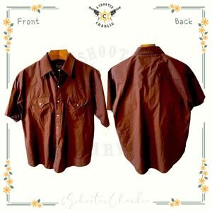 Vtg Western Plains Trading Co Mens XL Button Shirt Brown Pearl Snap Front Pocket